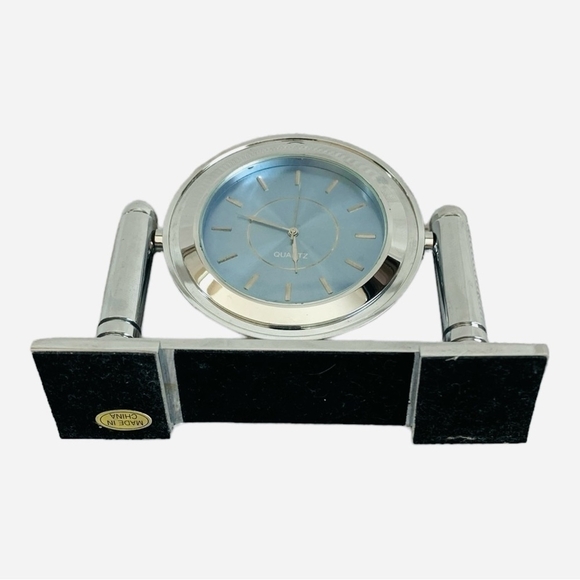 IBM Clock Chrome Swivel Desk Clock Blue Dial Clock Quartz Clock Gift - Picture 4 of 5